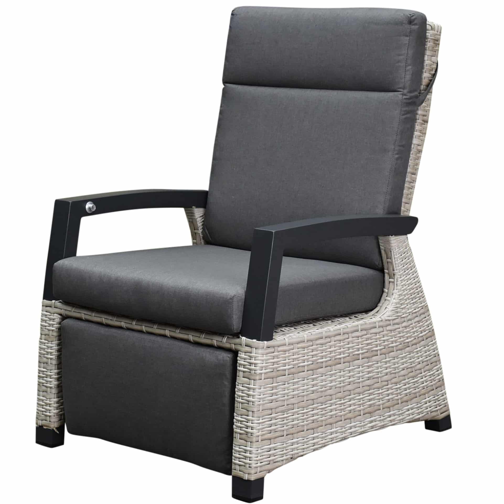 Dallas lounge tuinstoel verstelbaar met voetensteun grijs