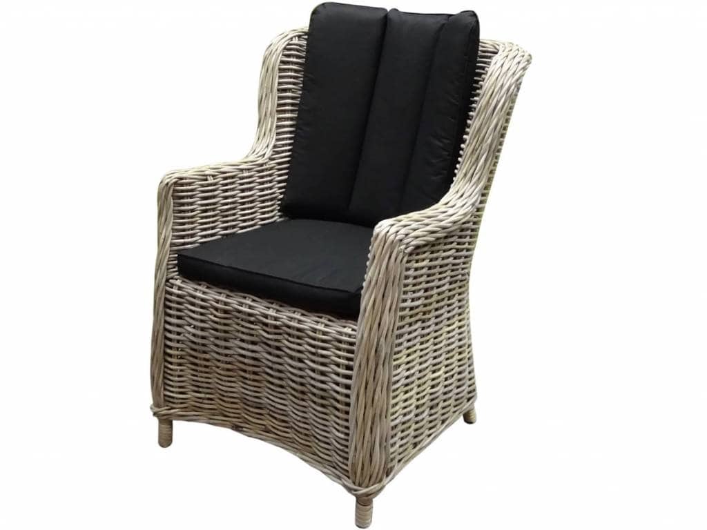 Darwin dining tuinstoel naturel rotan - olefin black