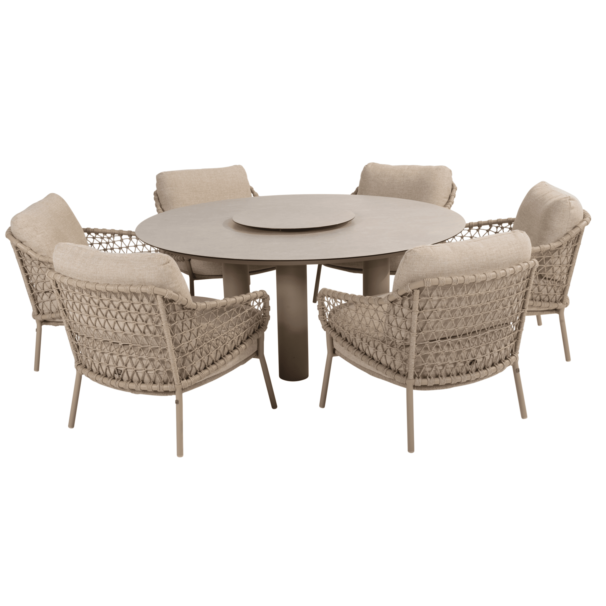 Donato Sardinia low dining set 8 delig 160 cm rond keramiek latte 4 Seasons Outdoor
