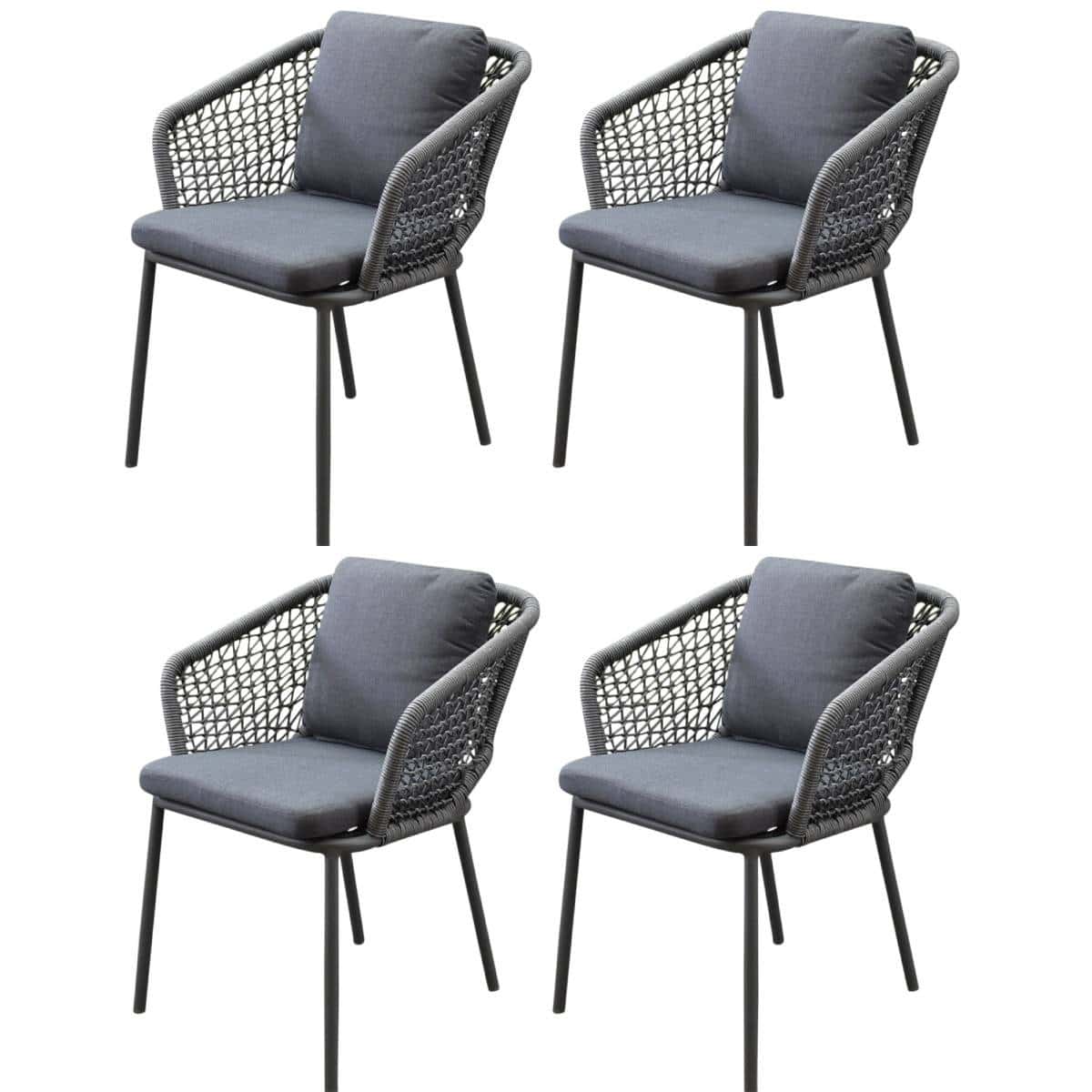 Eagle dining tuinstoel grijs wicker set van 4