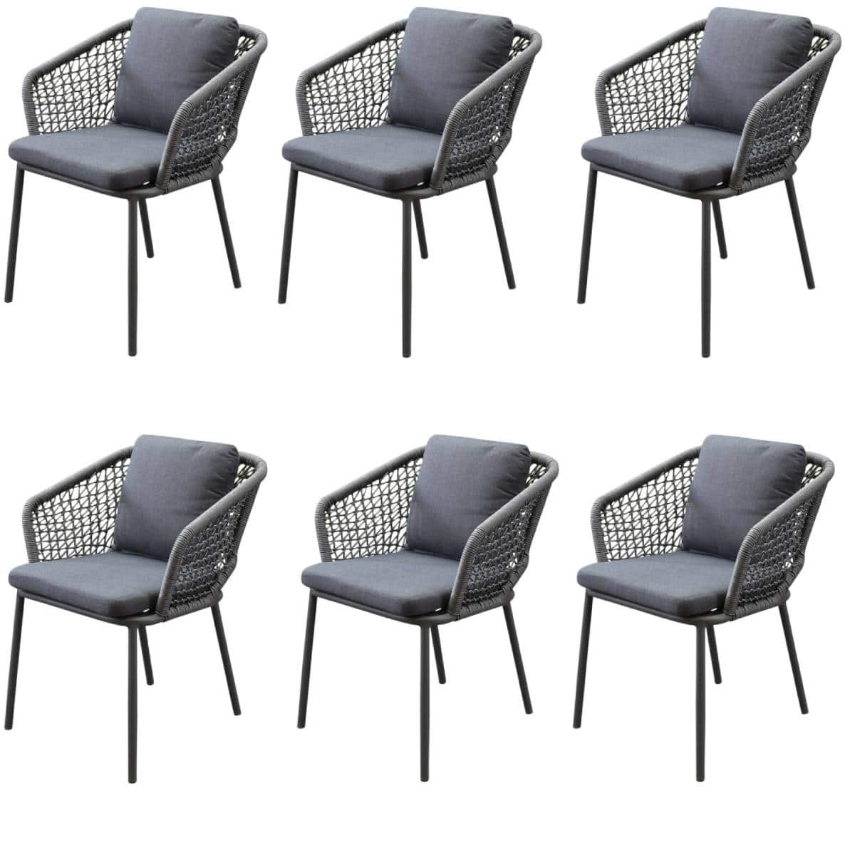 Eagle dining tuinstoel grijs wicker set van 6