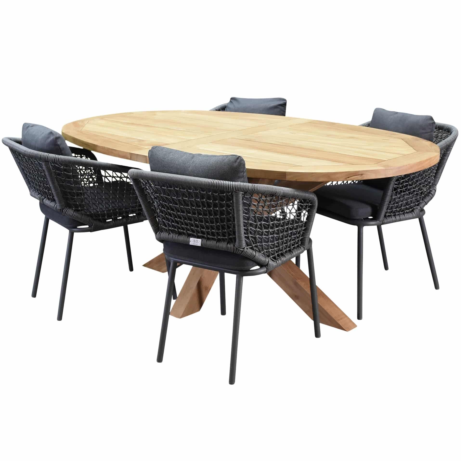 Ellips Eagle dining tuinset 200x110xH76 cm 5 delig teak
