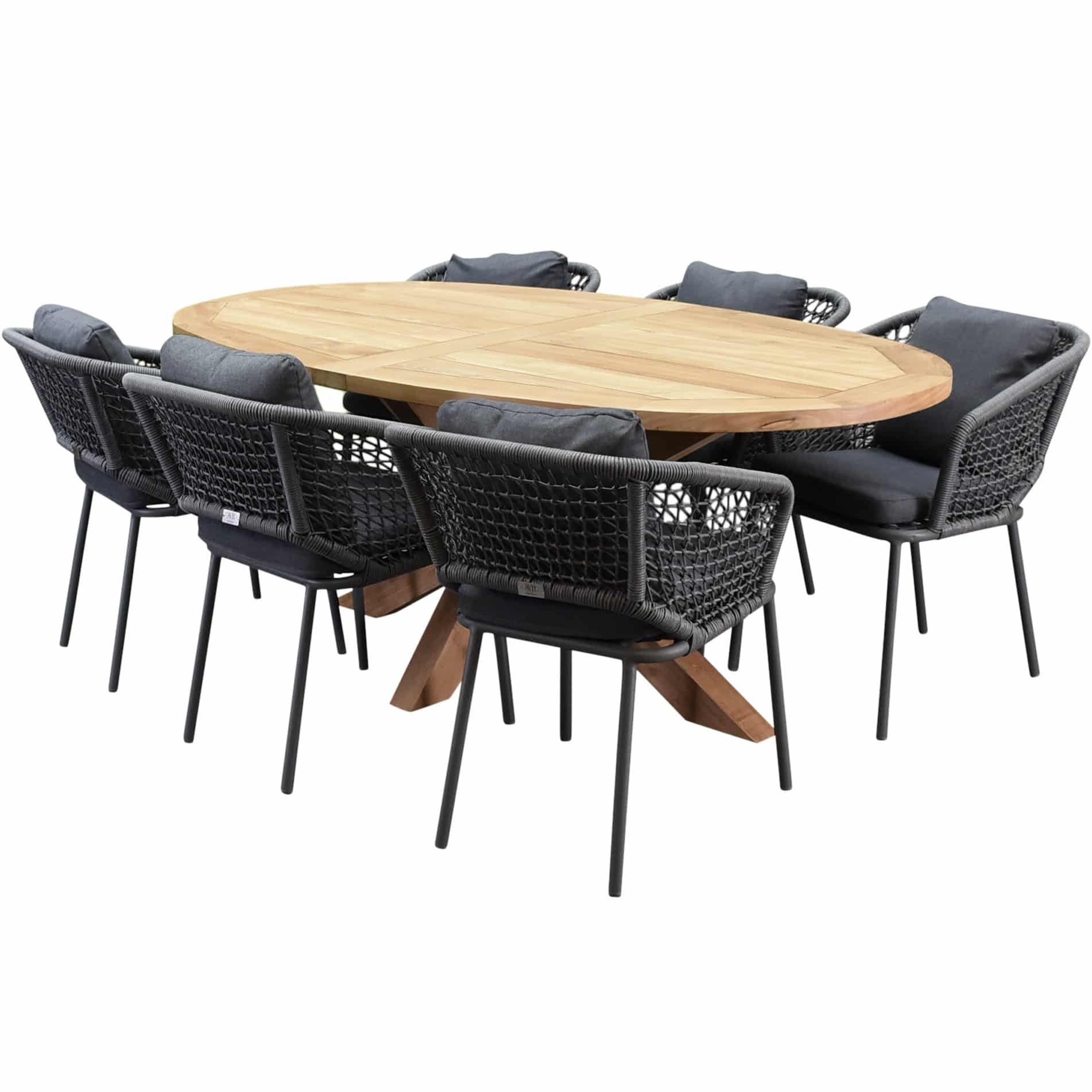 Ellips Eagle dining tuinset 200x110xH76 cm 7 delig teak