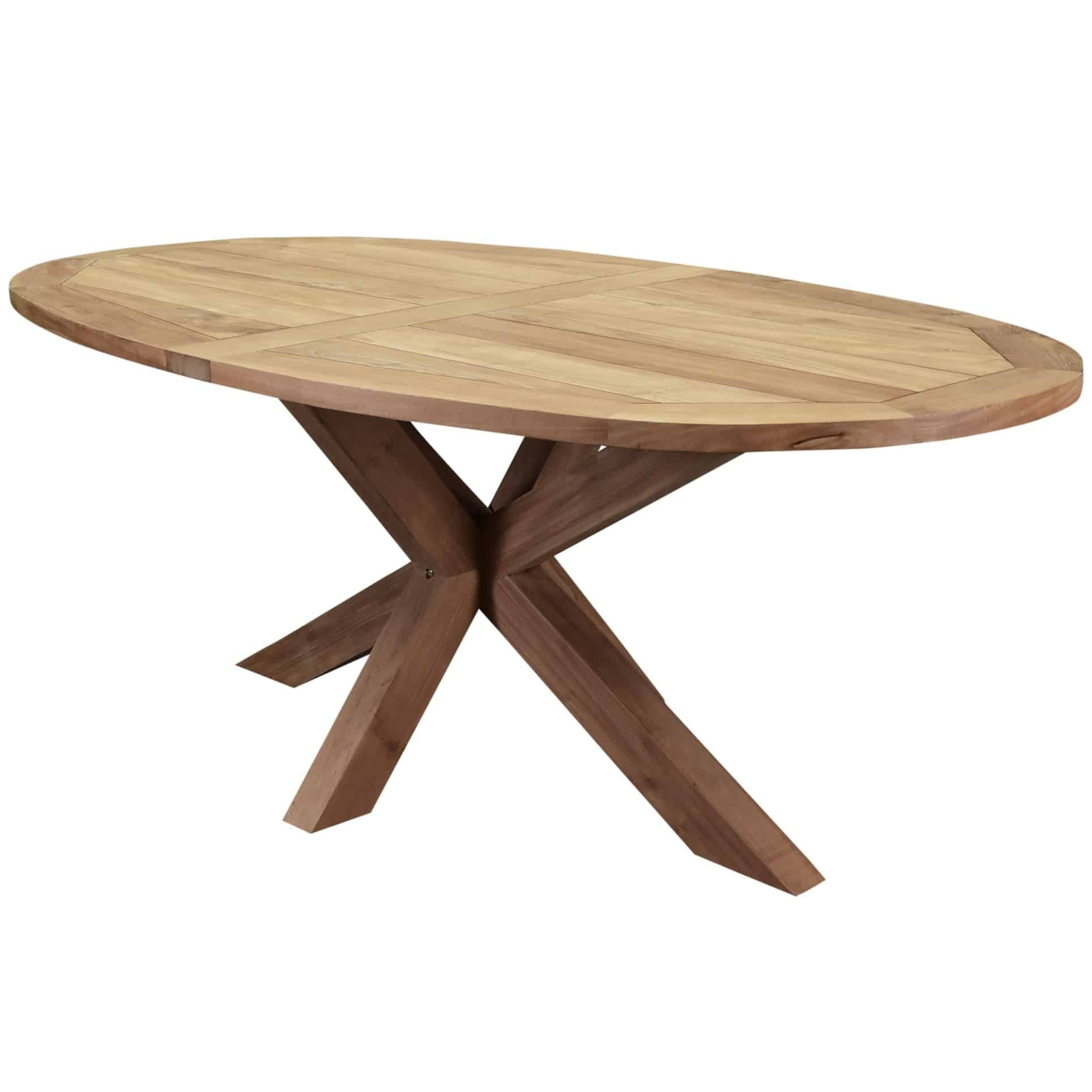 Ellips dining tuintafel 200x110xH76 cm met kruispoot teak