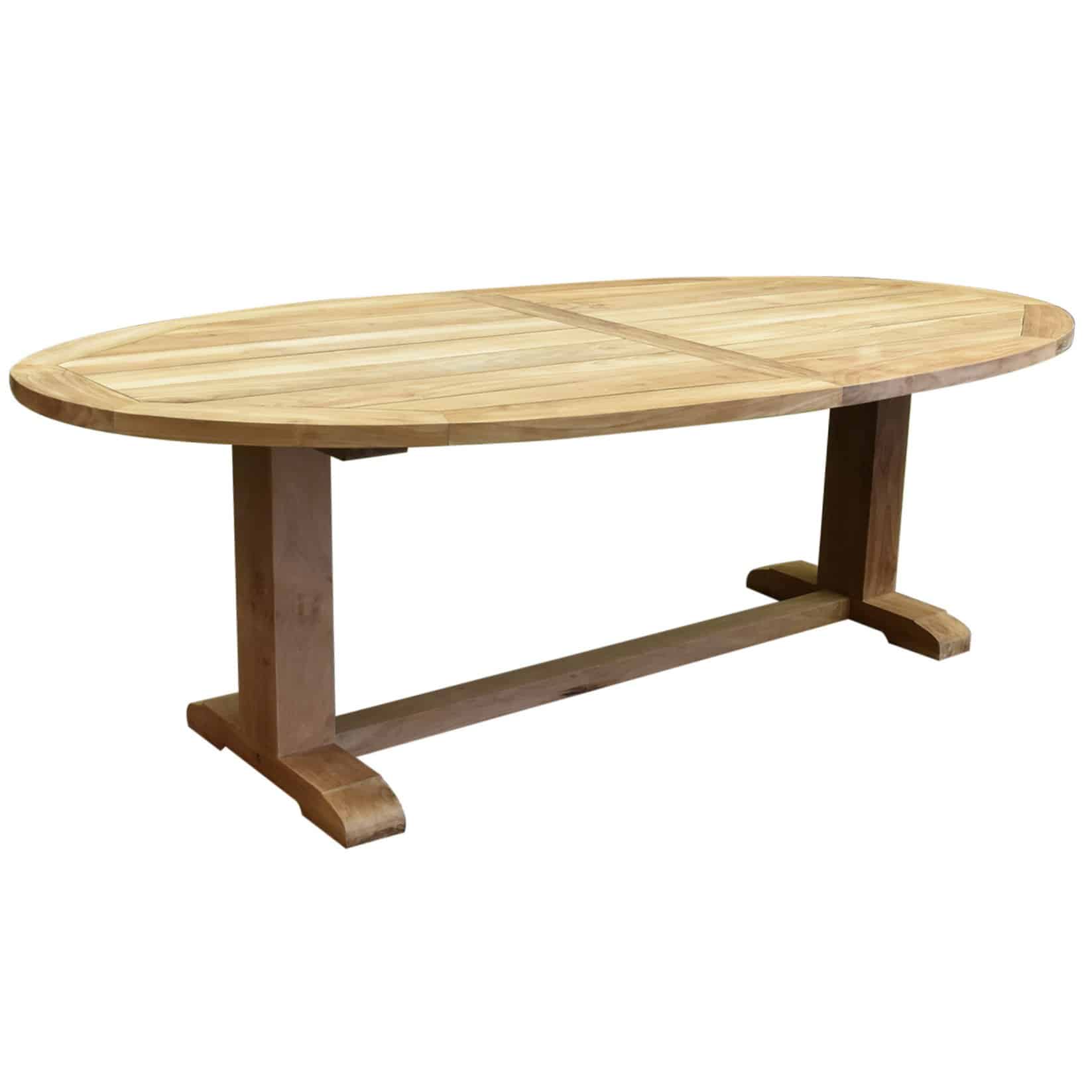 Ellips dining tuintafel 280x130xH77 cm teak 12x12 poot