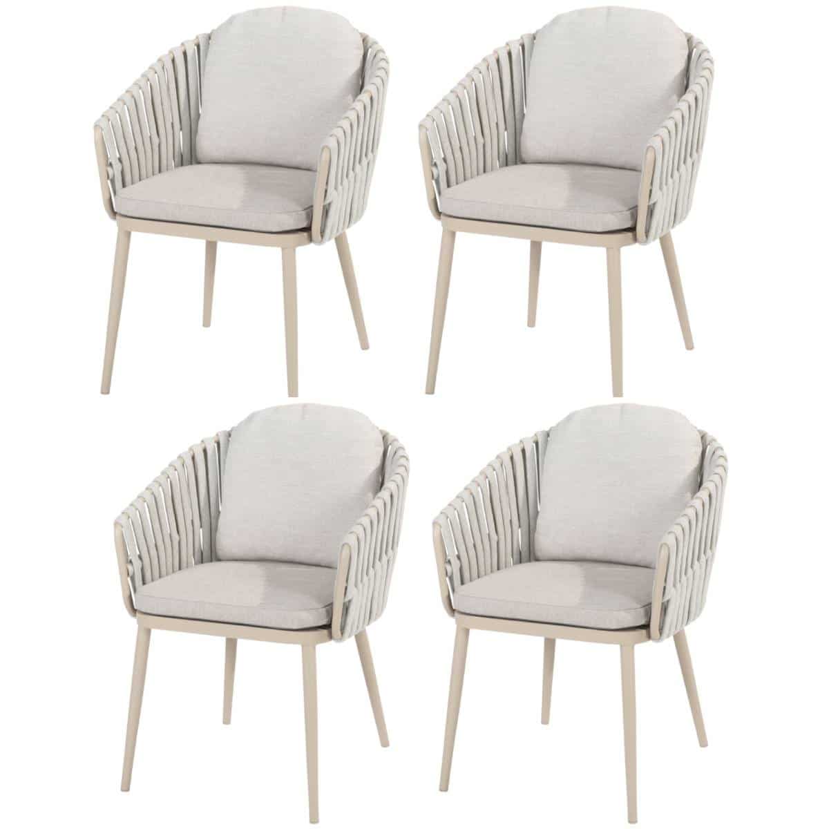 Eva dining tuinstoel latte rope Taste 4SO set van 4