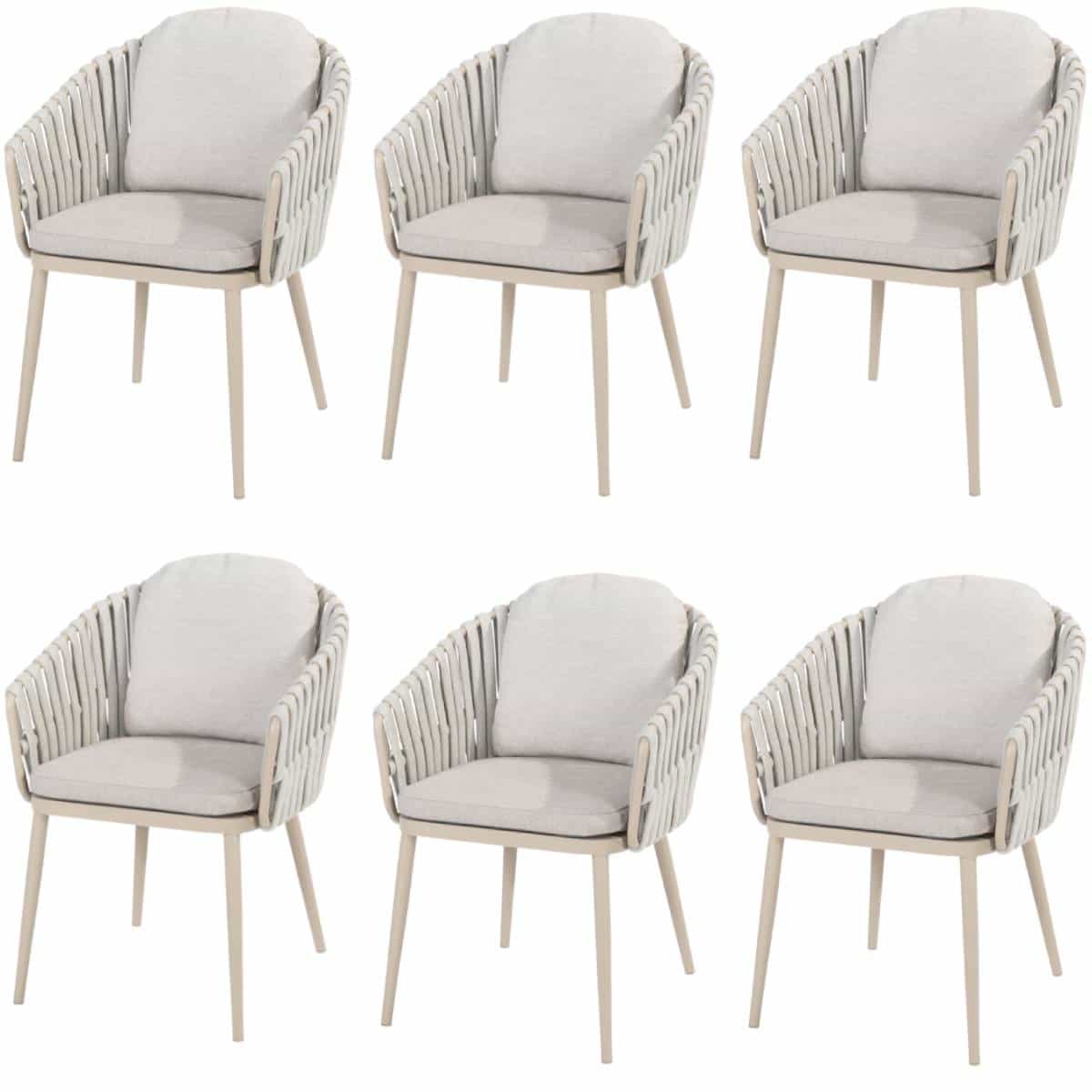 Eva dining tuinstoel latte rope Taste 4SO set van 6