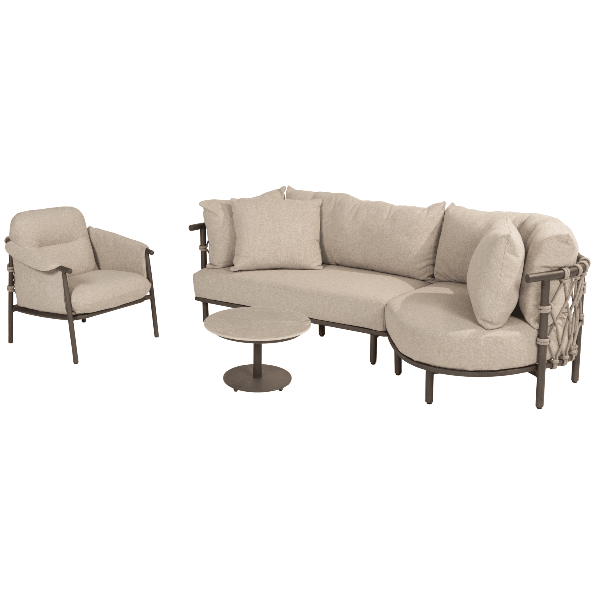 Ezra chaise longue organische loungeset 4 delig keramiek terre 4 Seasons Outdoor