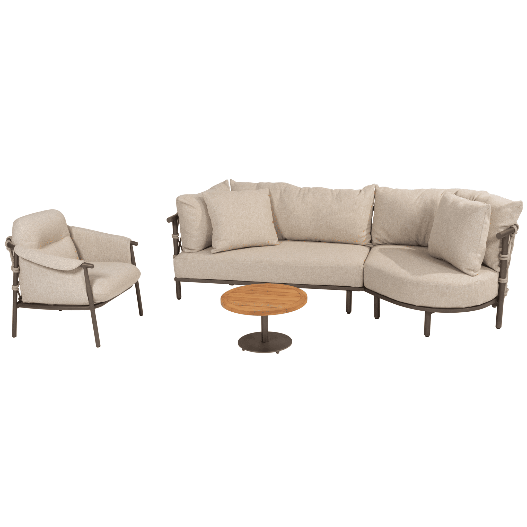 Ezra chaise longue organische loungeset 4 delig teak terre 4 Seasons Outdoor