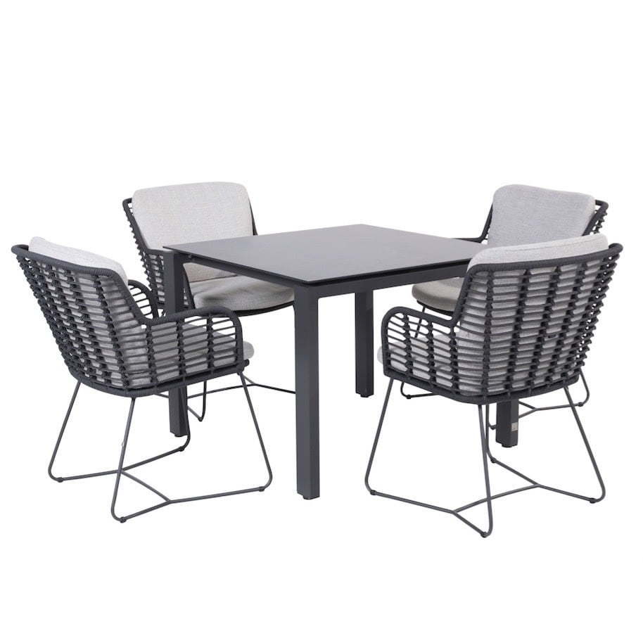 Fabrice Goa dining tuinset 95x95xH75 cm 5 delig slate antraciet 4 Seasons Outdoor