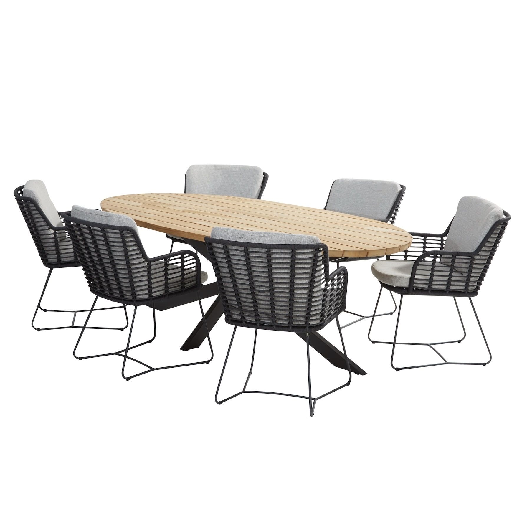 Fabrice Prado dining tuinset 240x115xH75 cm 7 delig antraciet 4 Seasons Outdoor