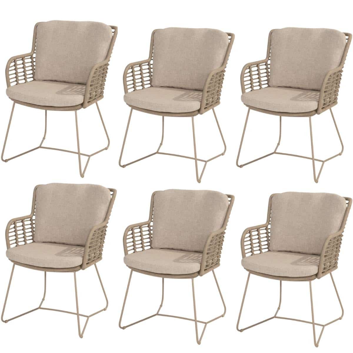 Fabrice tuinstoel latte 4 Seasons Outdoor set van 6