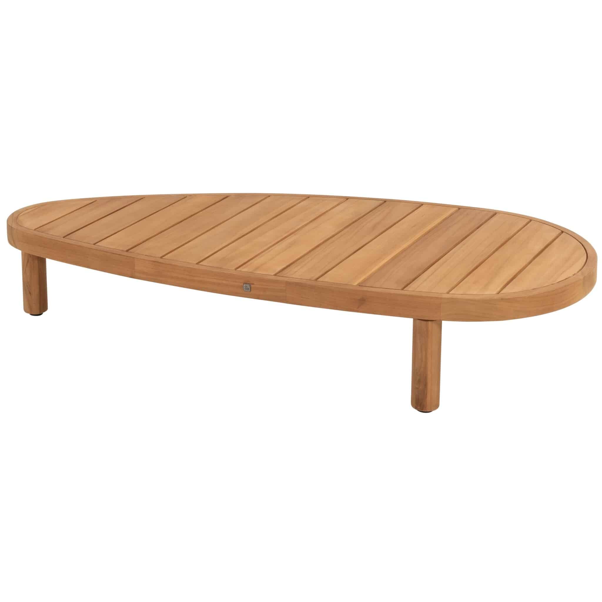 Finn lounge tuintafel 125x63x25 cm teak pebble shaped 4 Seasons Outdoor