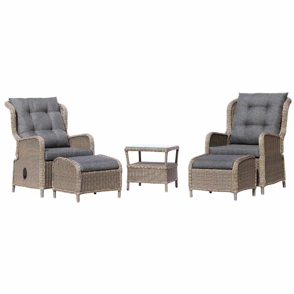 Glasgow lounge balkonset 5-delig | wicker + aluminium | Ash Grey