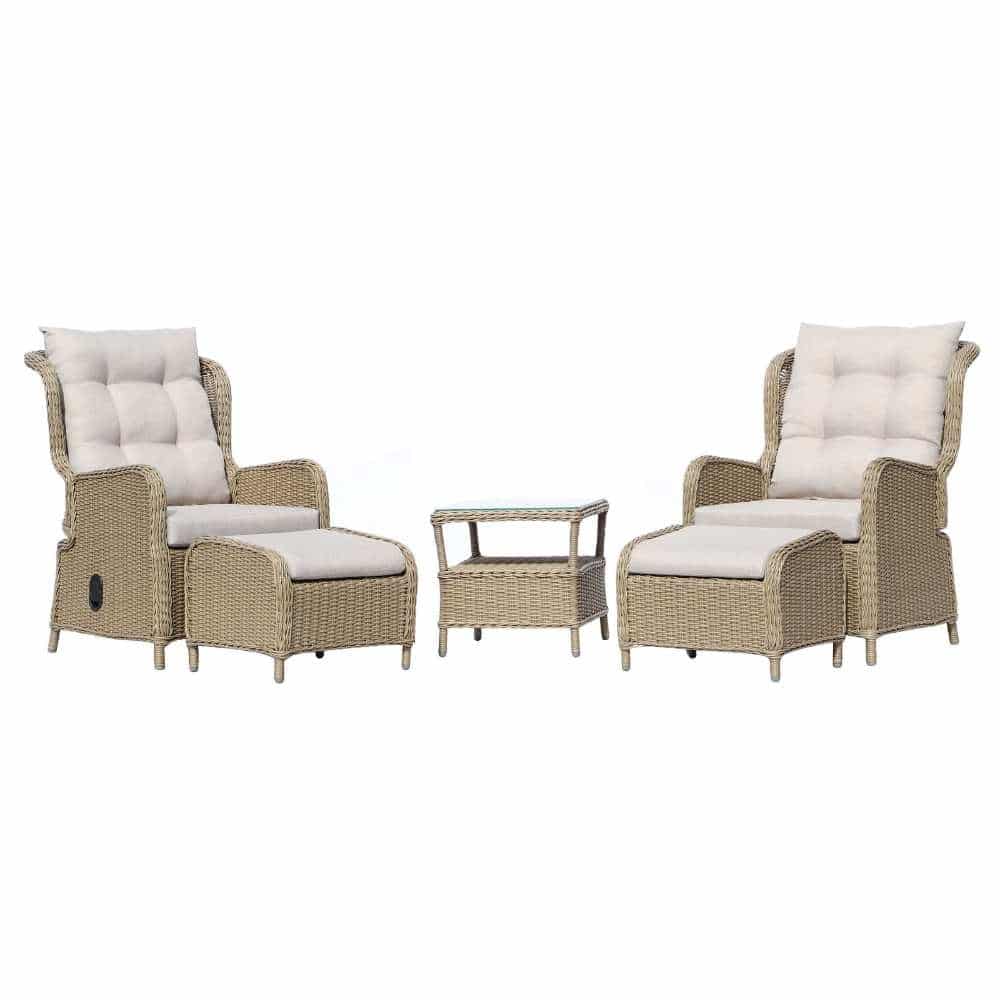 Glasgow lounge balkonset 5-delig | wicker + aluminium | Royal Sand