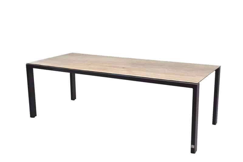 Goa Tafelframe Antracite Met HPL Tafelblad Teak Pattern 220 x 95 cm - 4so