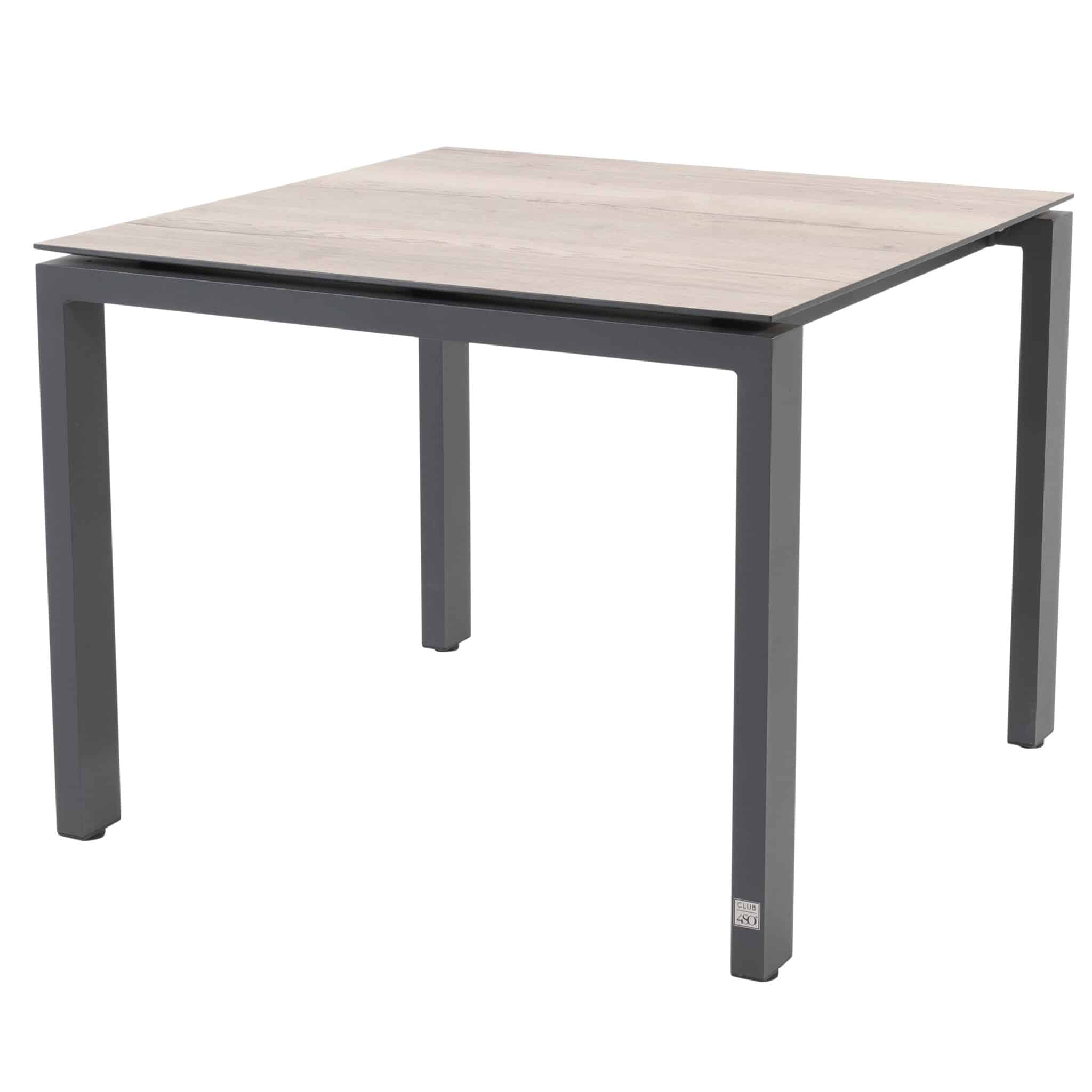 Goa dining tuintafel 95x95xH75 cm HPL teak pattern aluminium 4 Seasons Outdoor