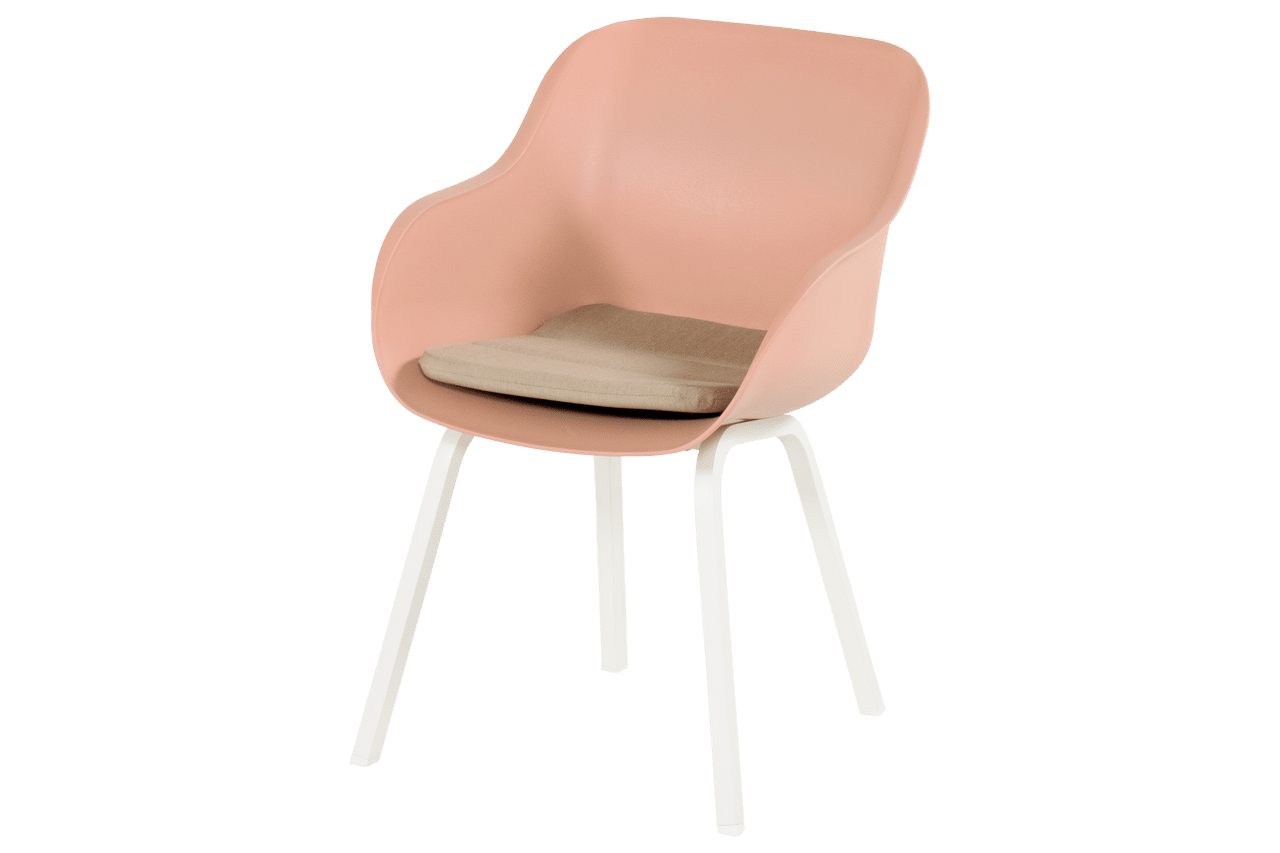 Hartman Le Soleil Element dining stoel wit frame kuip Pink met taupe kussen