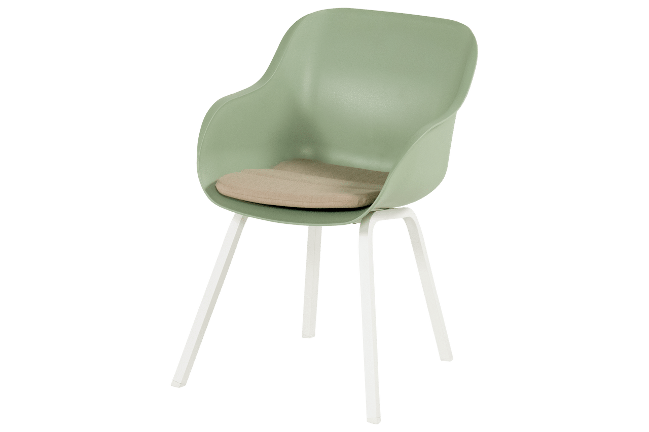 Hartman Le Soleil Element dining stoel wit frame kuip Sage green met taupe kussen
