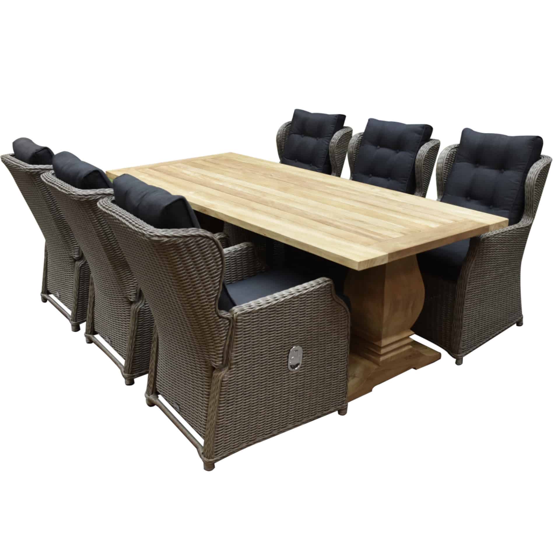 Ibiza Geneva dining tuinset 240x100xH77 cm 7 delig verstelbaar grijs teak