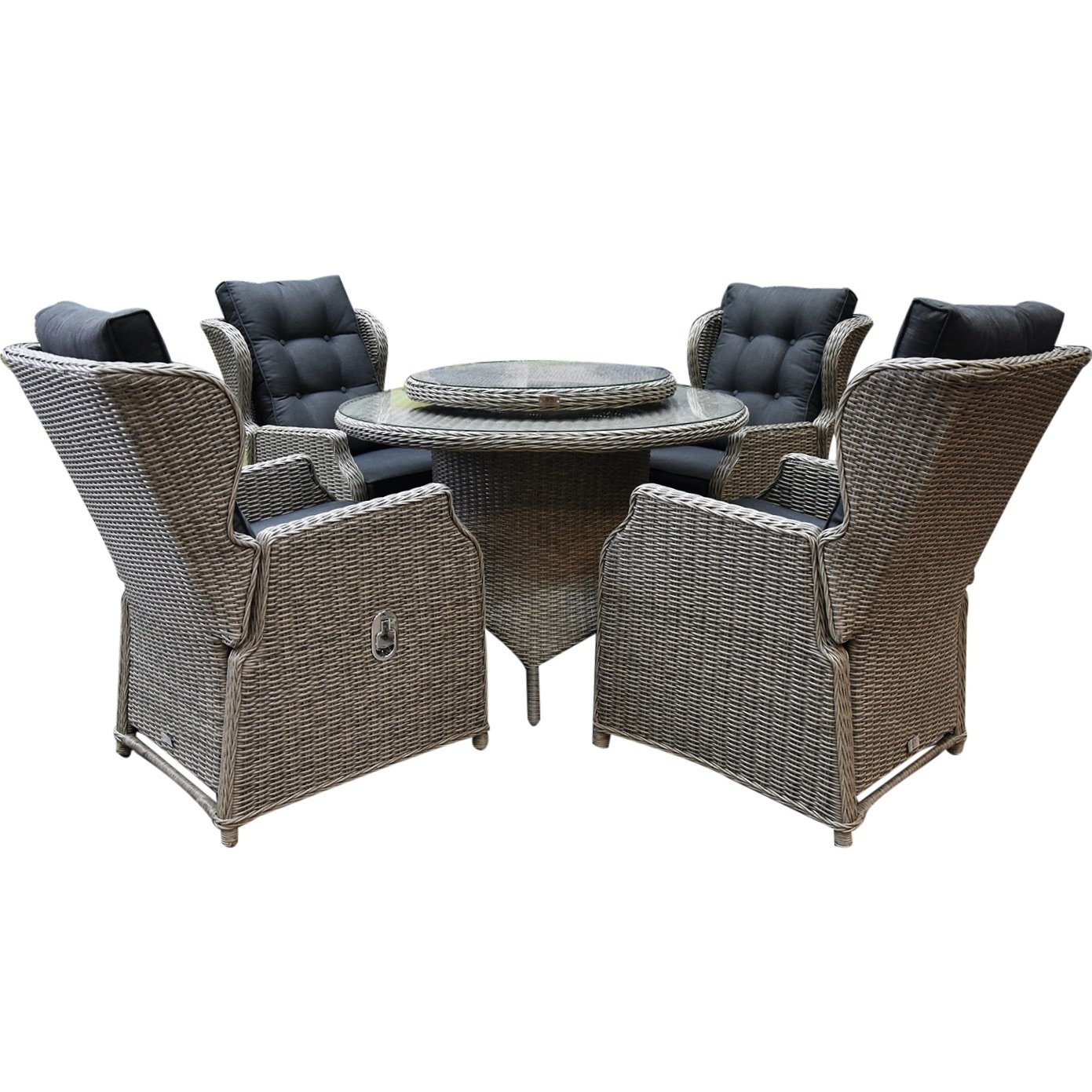 Ibiza Riccione dining tuinset 110 cm rond 6-delig grijs verstelbaar