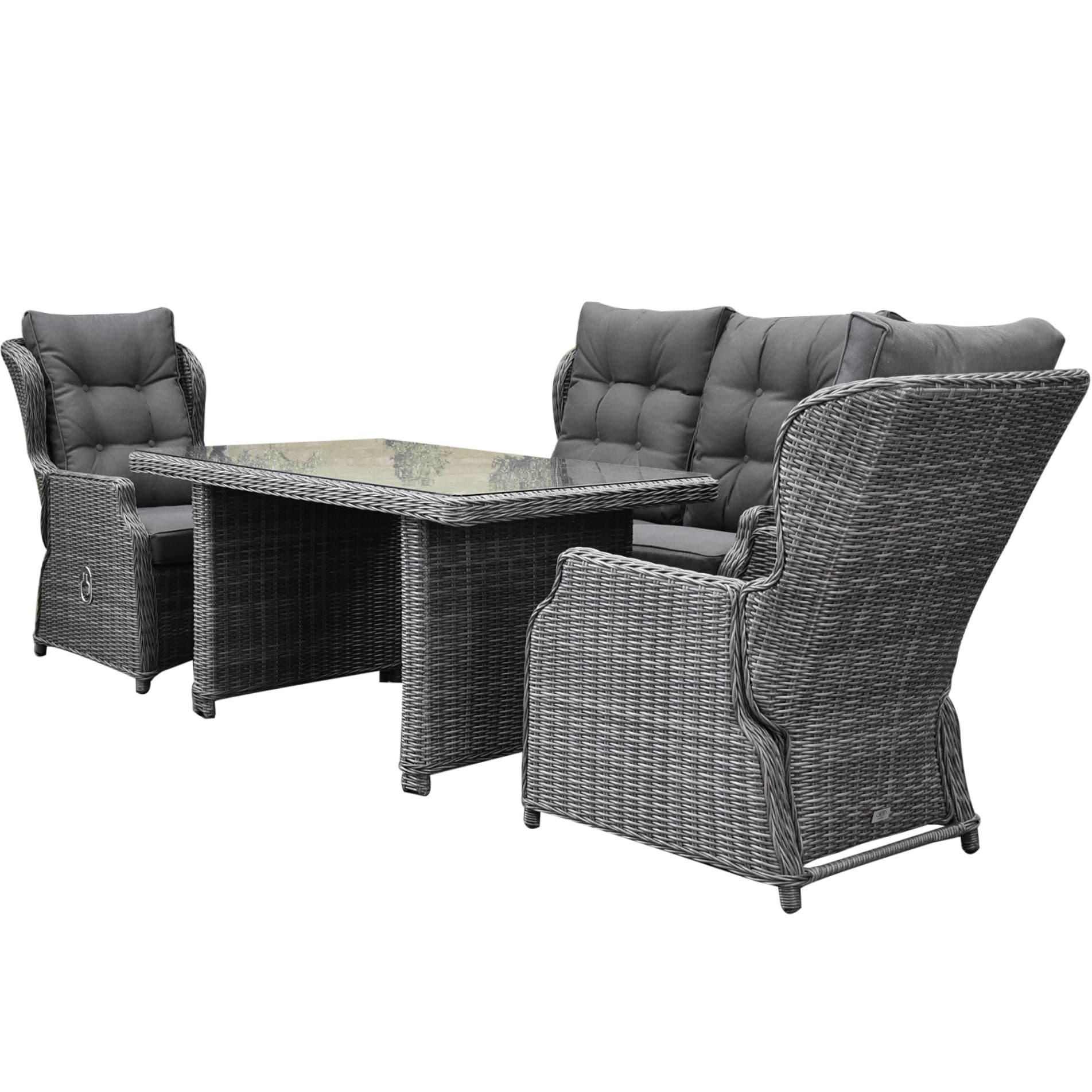 Ibiza XL stoel-bank loungeset 4-delig verstelbaar antraciet