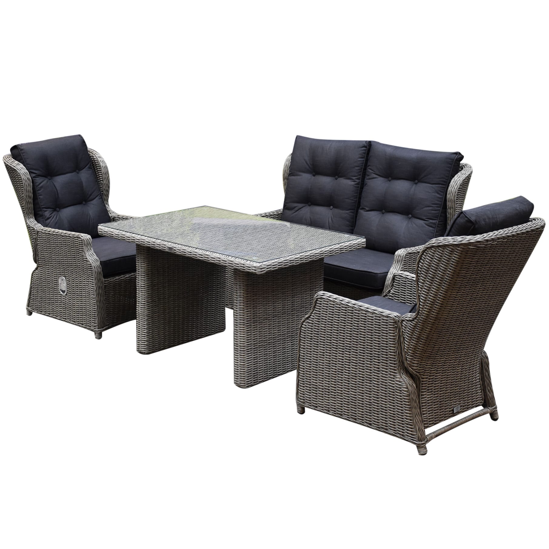 Ibiza XL stoel-bank loungeset 4-delig verstelbaar grijs