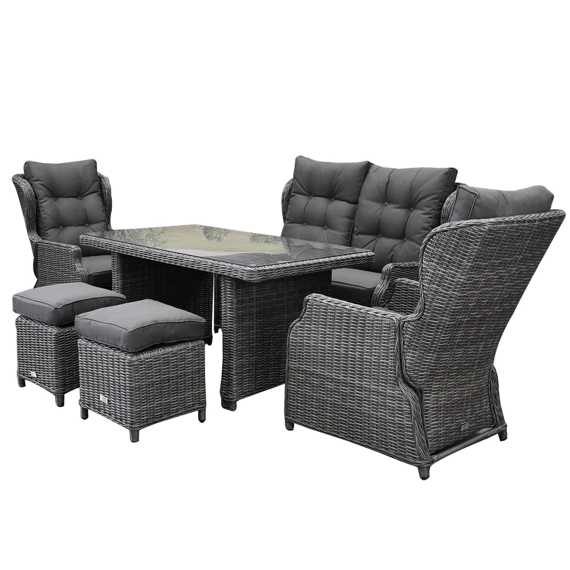 Ibiza XL stoel-bank loungeset 6-delig verstelbaar antraciet