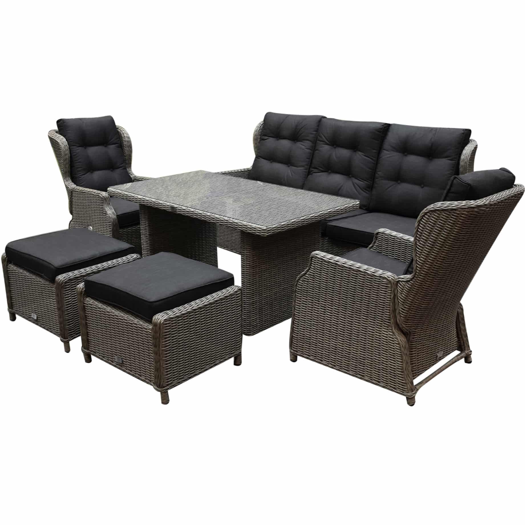 Ibiza XL stoel-bank loungeset 6-delig verstelbaar grijs