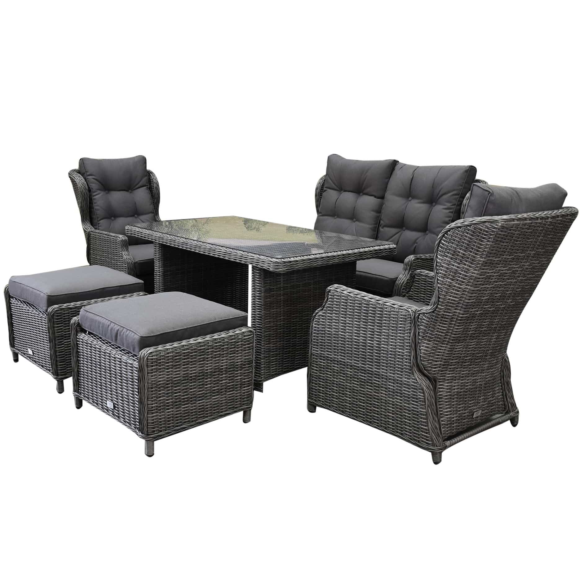 Ibiza XL stoel-bank loungeset verstelbaar 6-delig antraciet