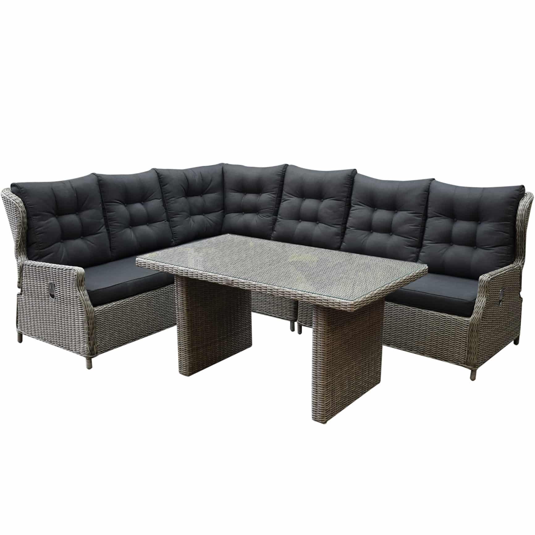 Ibiza hoek dining loungeset 5-delig verstelbaar grijs