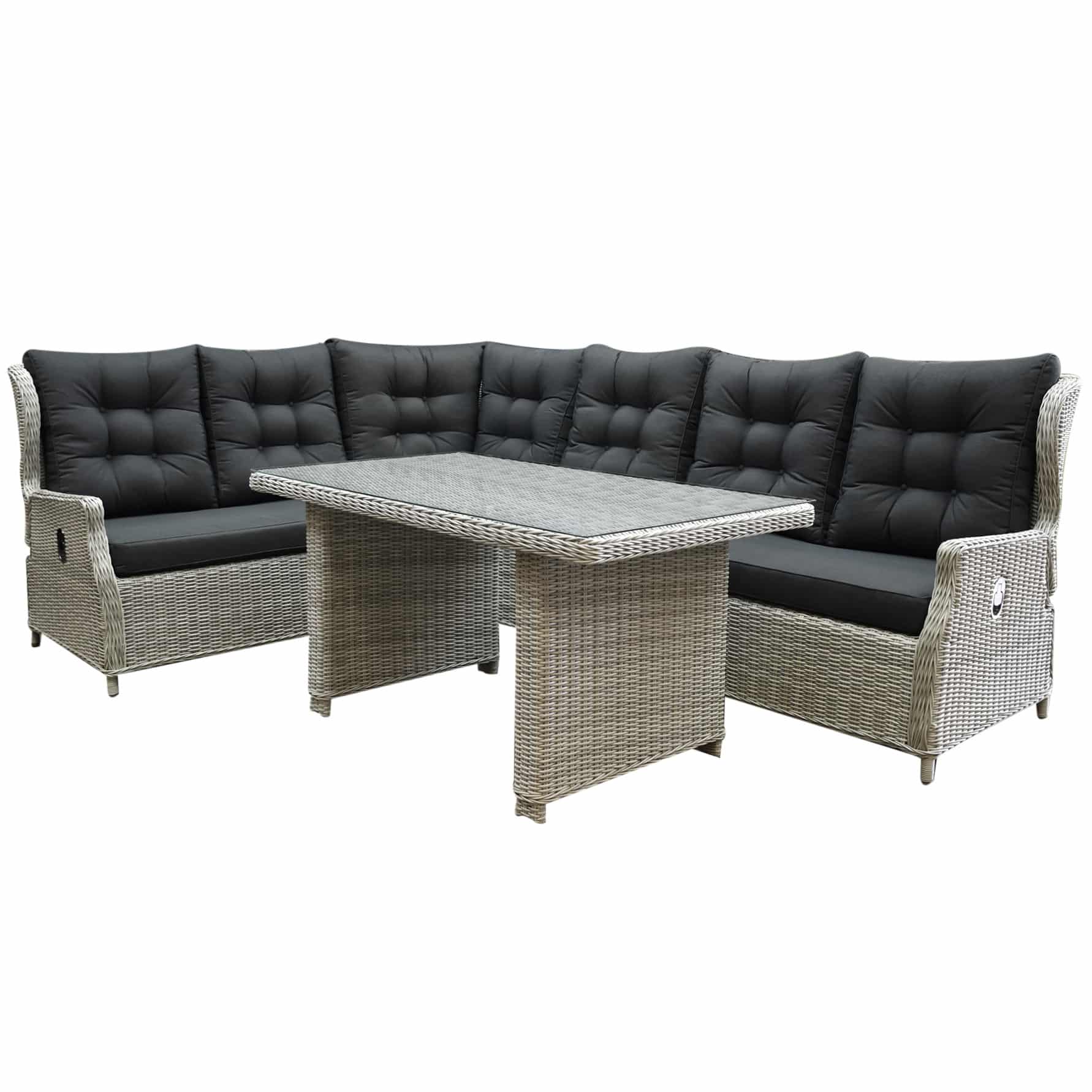 Ibiza hoek dining loungeset 5-delig verstelbaar wit grijs