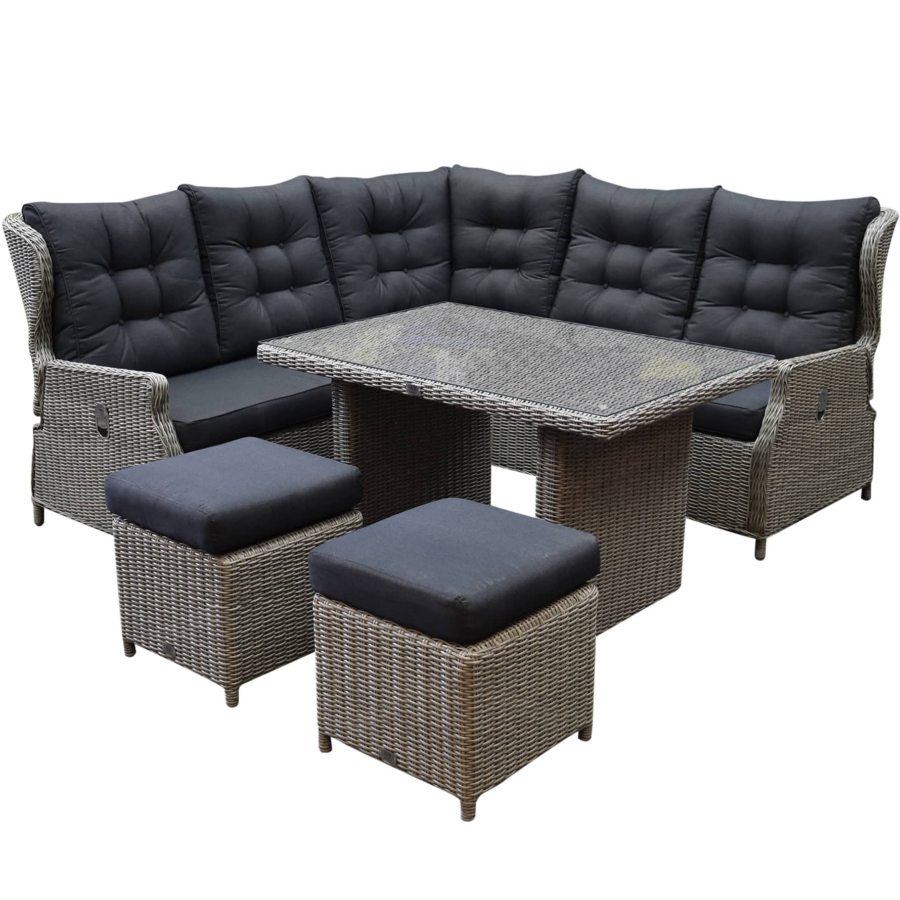 Ibiza hoek dining loungeset 6-delig verstelbaar grijs