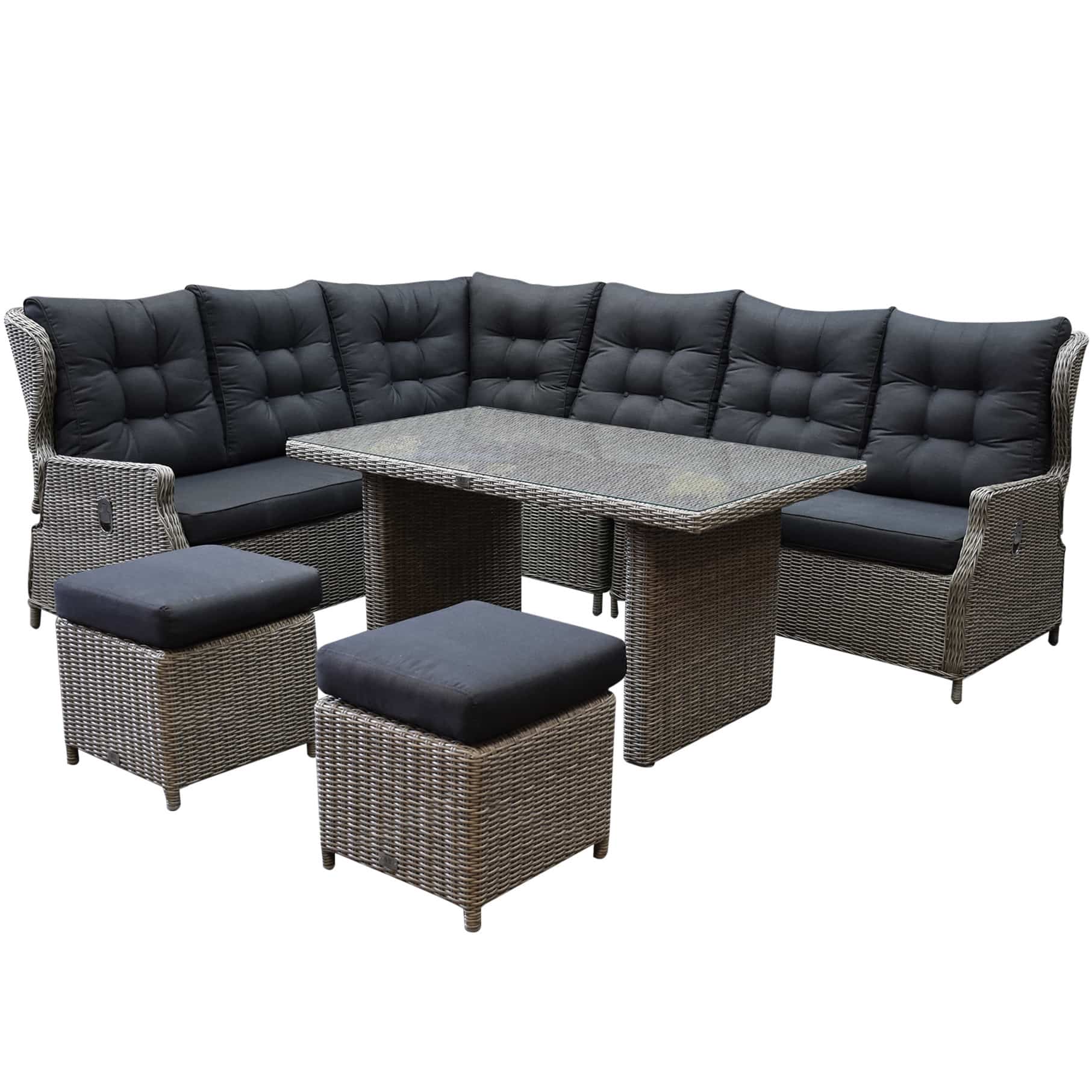 Ibiza hoek dining loungeset 7-delig verstelbaar grijs