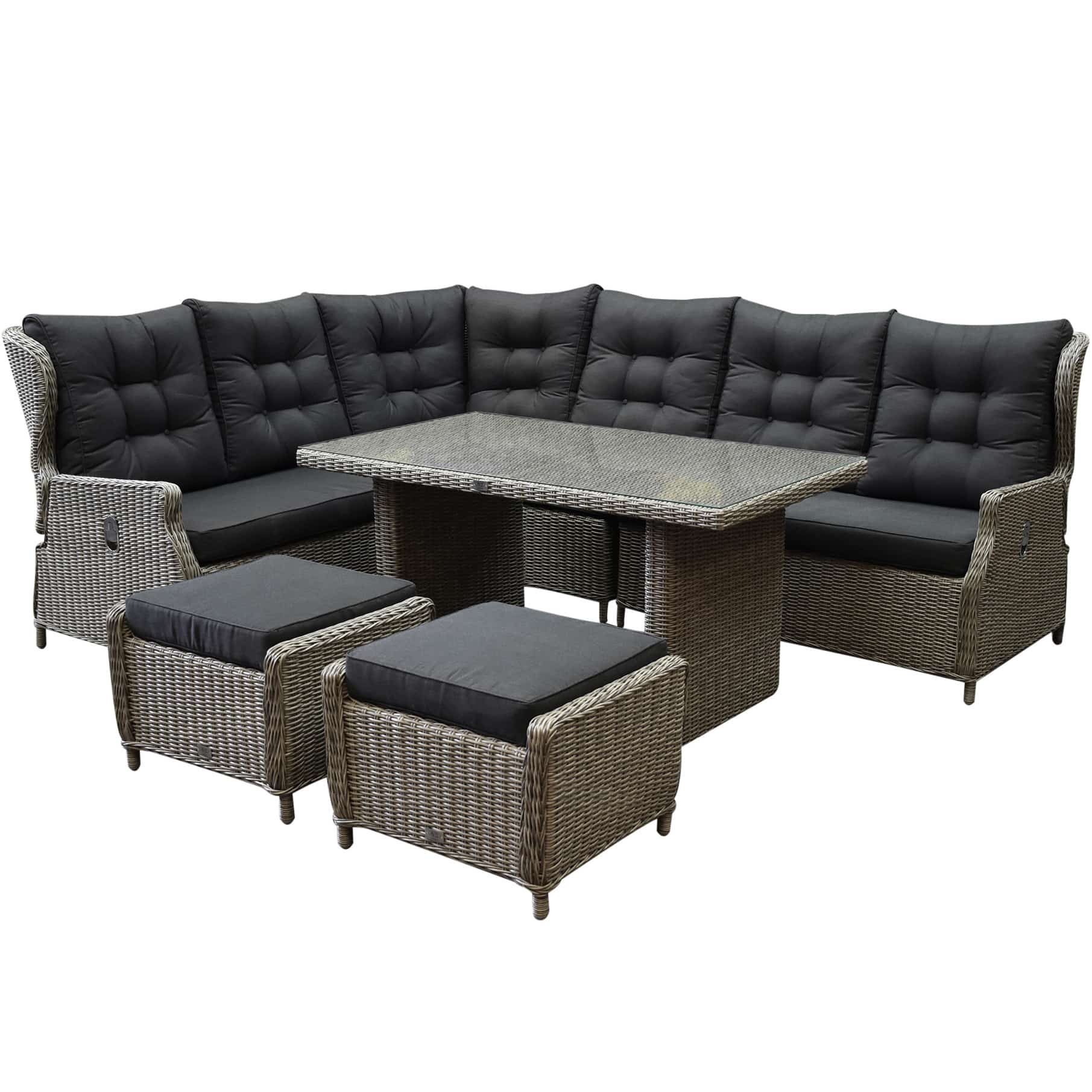 Ibiza hoek dining loungeset 7-delig verstelbaar grijs