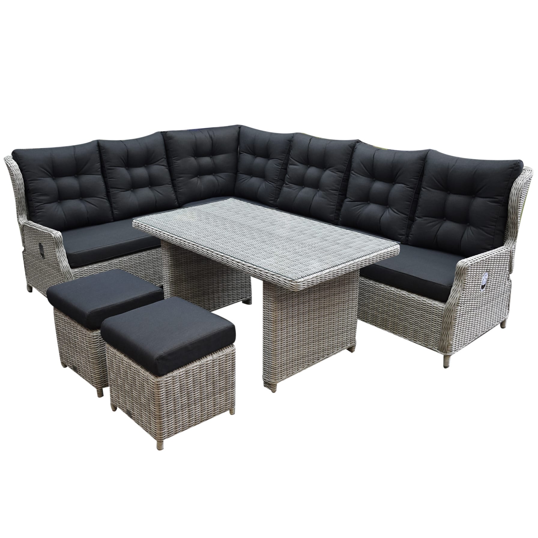 Ibiza hoek dining loungeset 7-delig verstelbaar wit-grijs