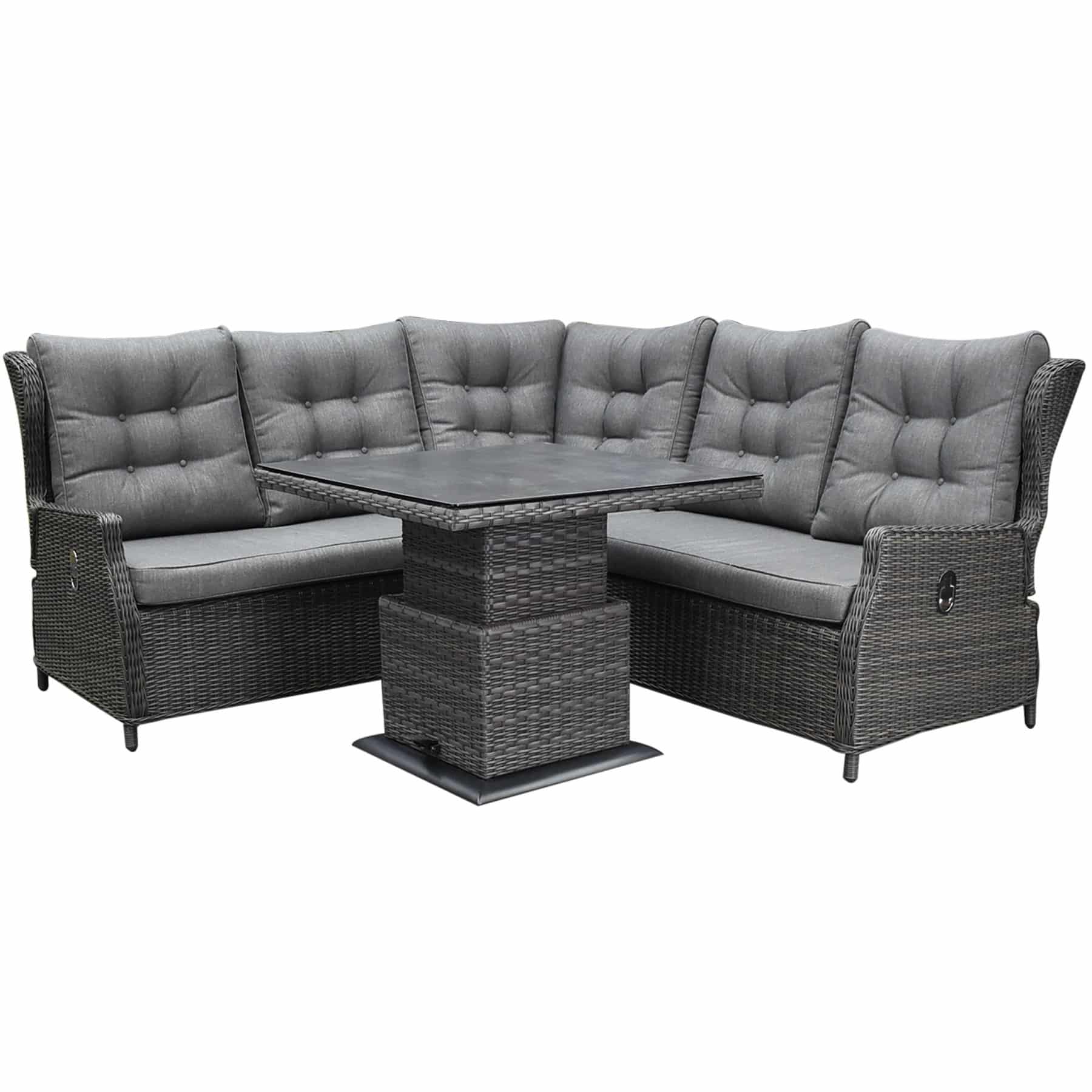 Ibiza premium dining loungeset 4 delig verstelbare tafel antraciet