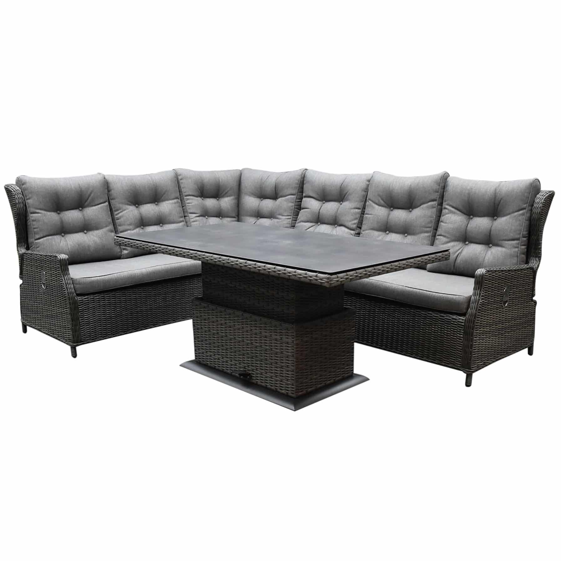 Ibiza premium dining verstelbare hoek loungeset 5 delig antraciet met verstelbare tafel