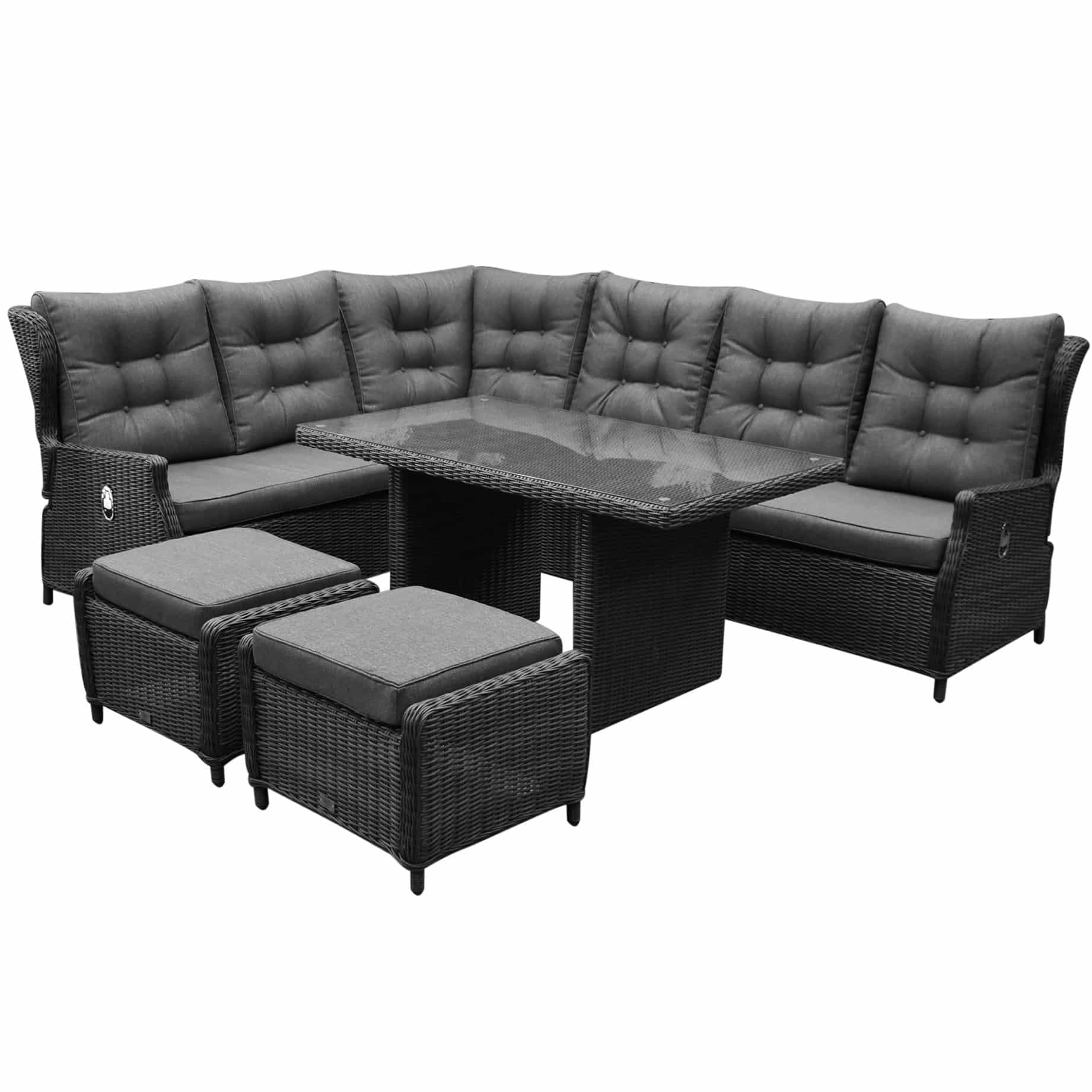 Ibiza premium hoek dining loungeset 7 delig antraciet