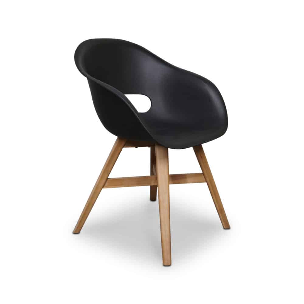 Karlstad dining tuinstoel | kunststof + hardhout | zwart