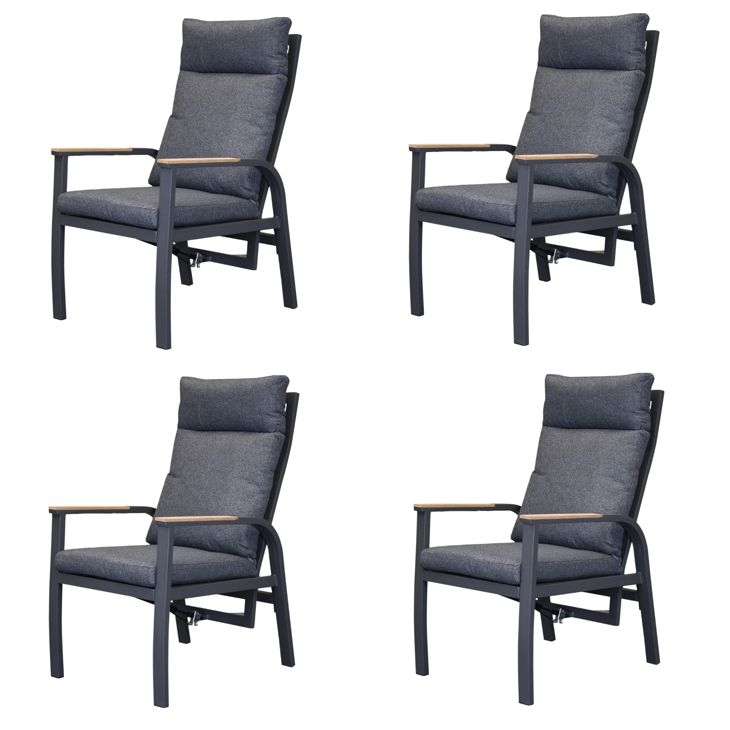 Kota dining tuinstoel verstelbaar antraciet aluminium set van 4