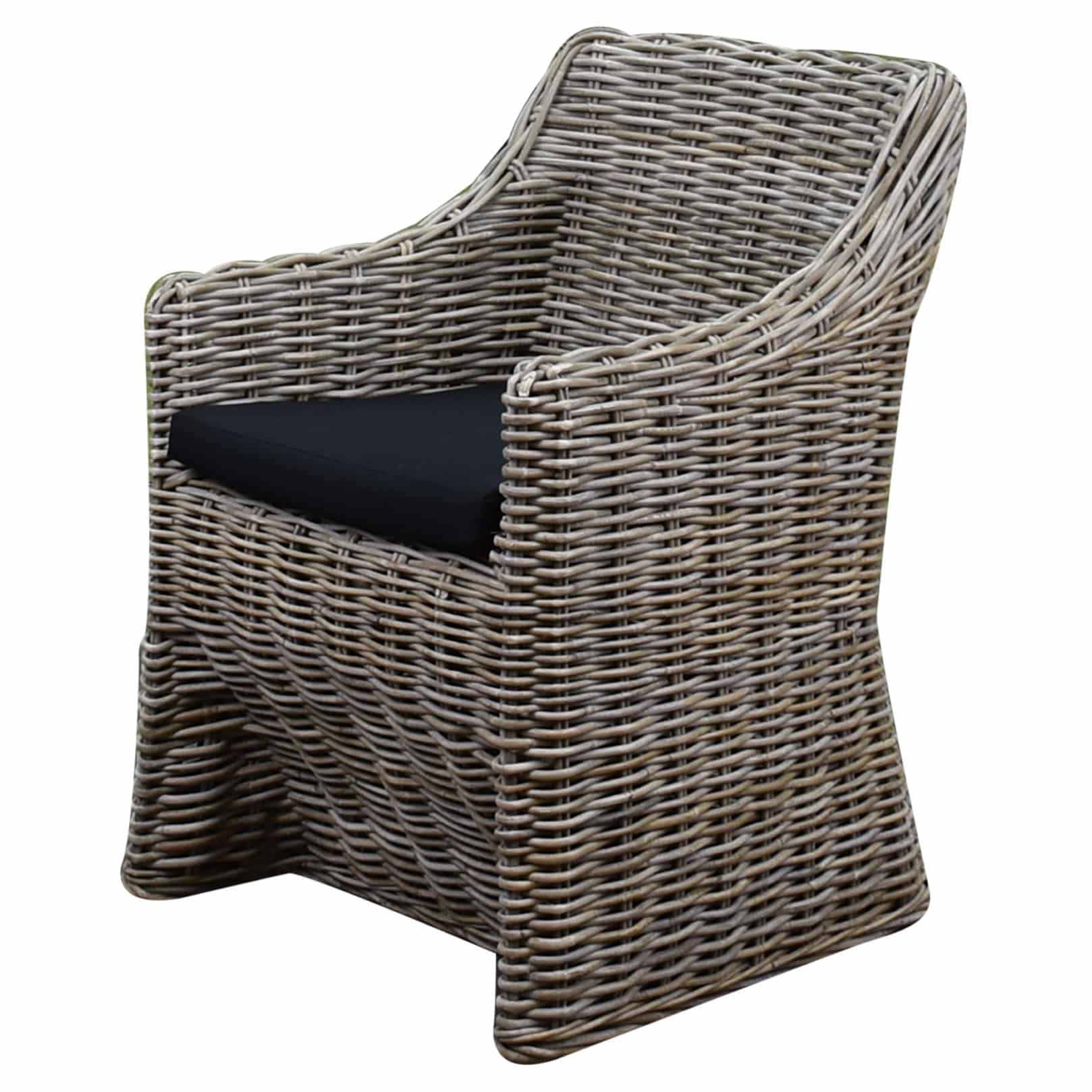 Kursi Louise dining tuinstoel naturel rotan - olefin black