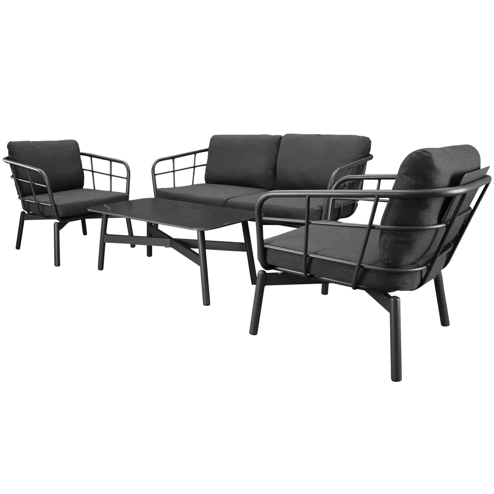 Larisa stoel bank loungeset 4 delig aluminium antraciet