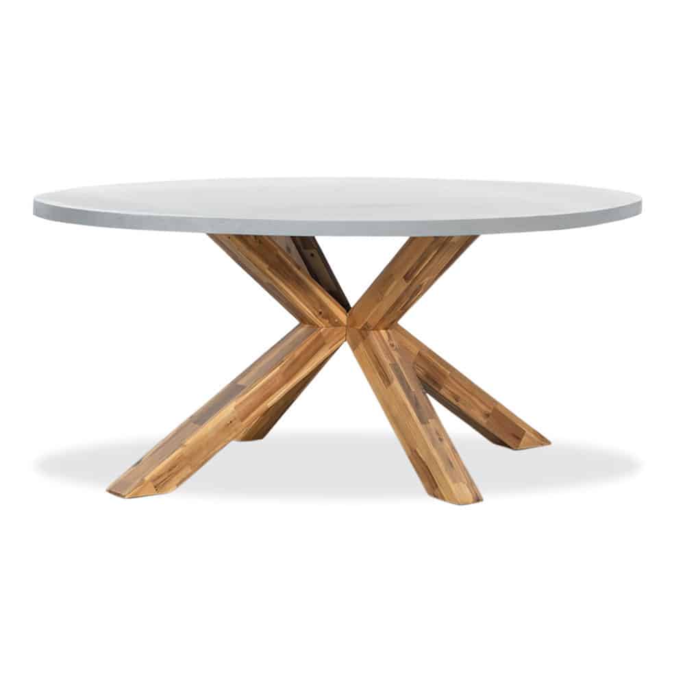 Livorno dining tuintafel | betonlook + hardhout | ovaal | 200x110cm