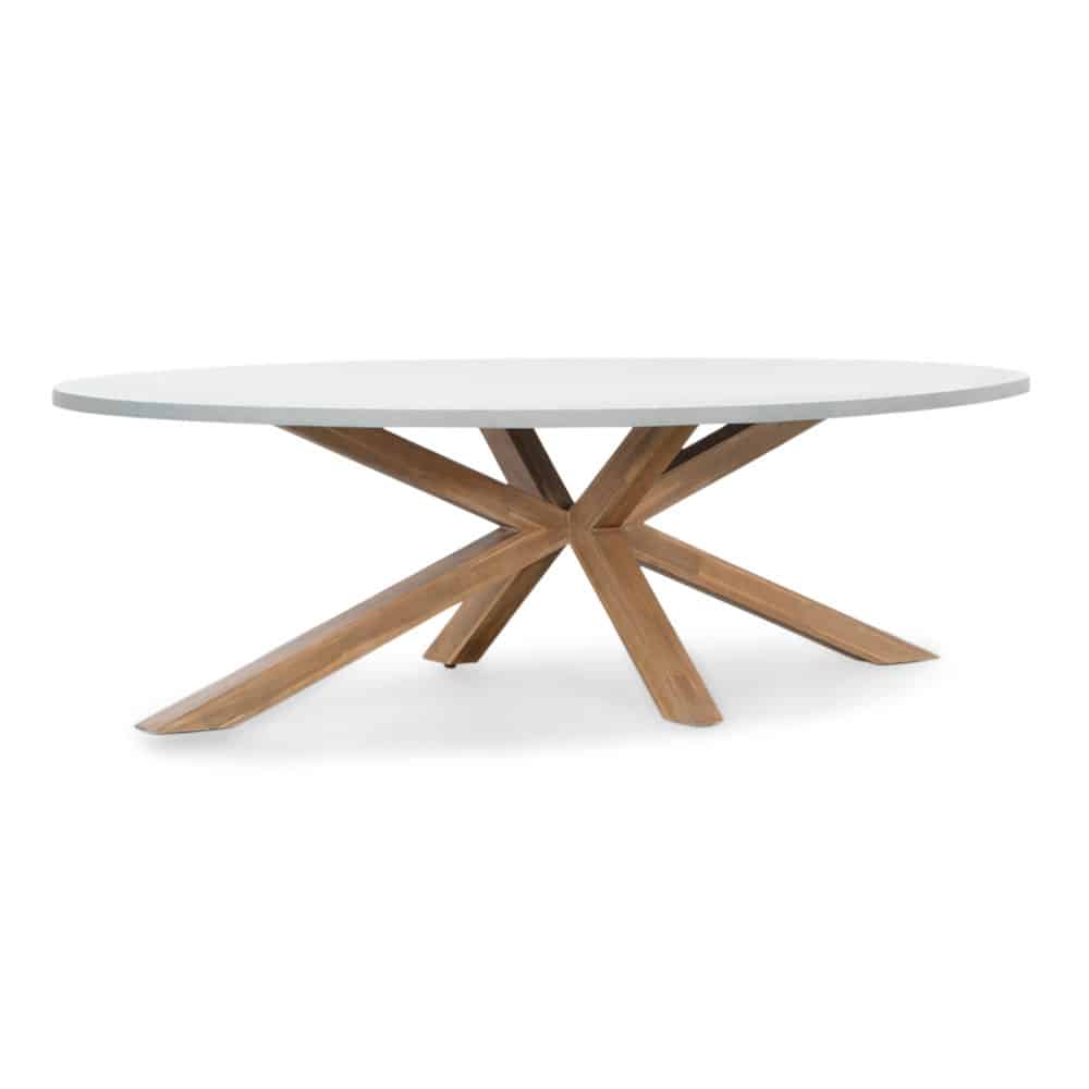 Livorno dining tuintafel | betonlook + hardhout | ovaal | 280x130cm