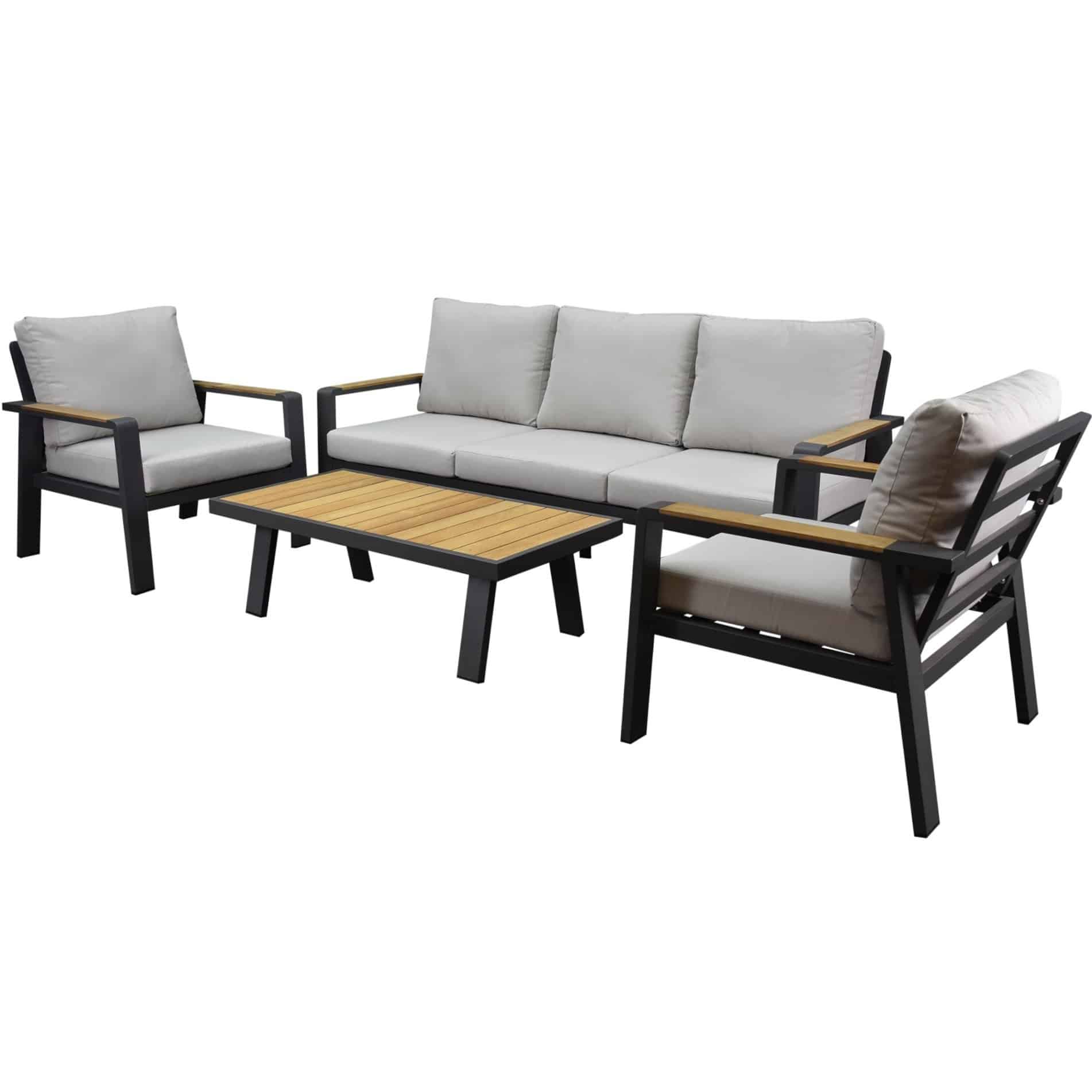 Lola stoel bank loungeset 4 delig antraciet aluminium