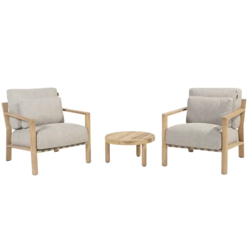 Lucas lounge balkonset 3 delig naturel teak 4 seasons Outdoor