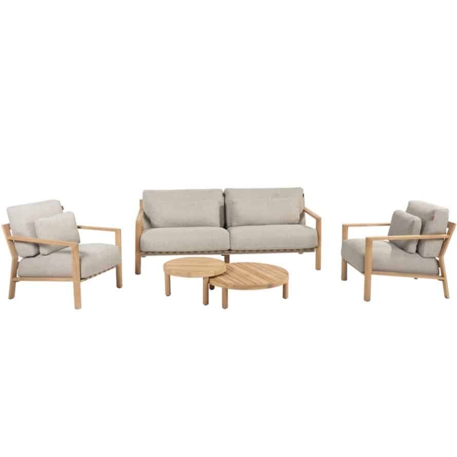 Lucas stoel bank loungeset 5 delig naturel teak 4 Seasons Outdoor