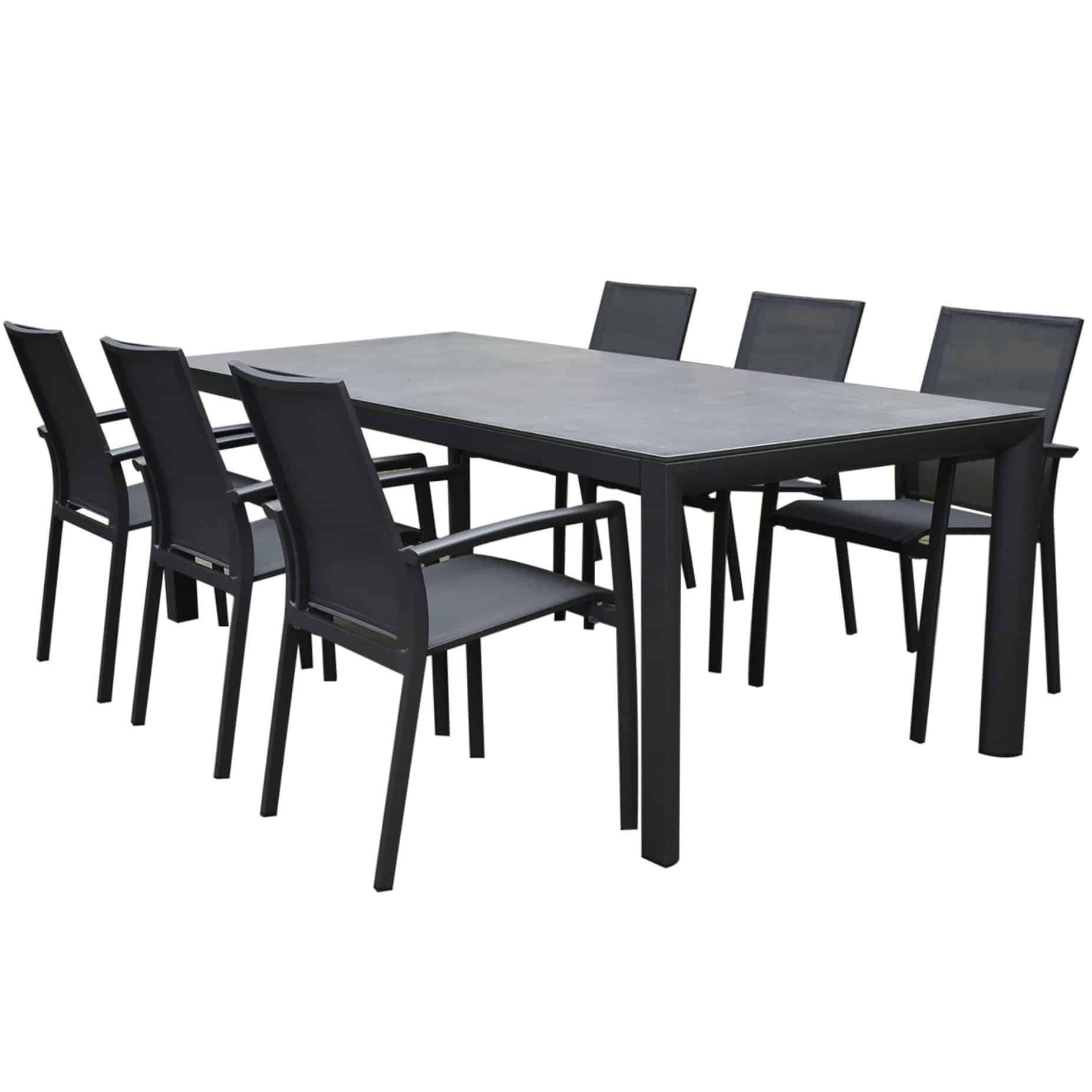 Malaga Angora dining tuinset 220x100x74,5 cm 7 delig aluminium