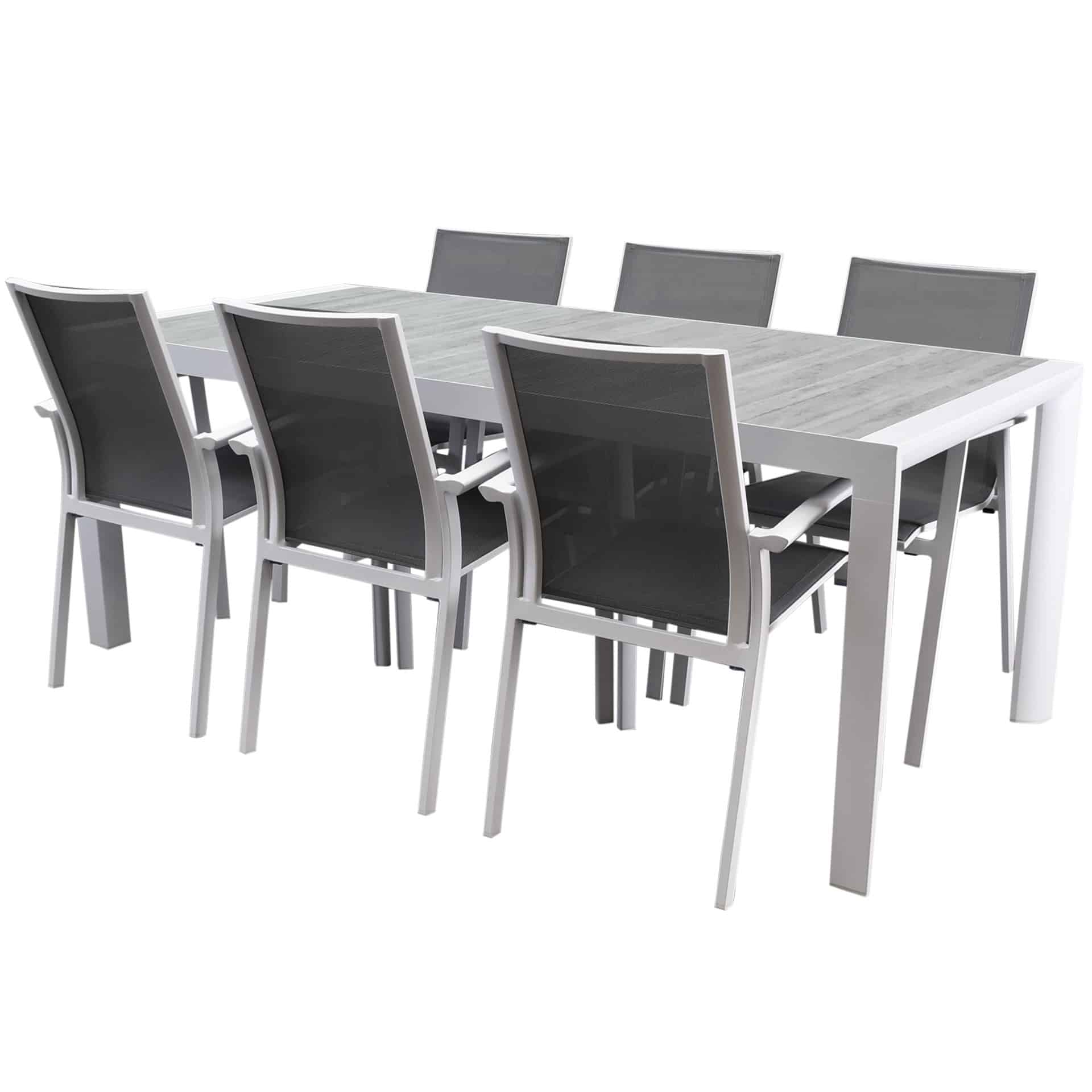 Malaga New Delhi dining tuinset 220x100x74,5 cm 7 delig wit